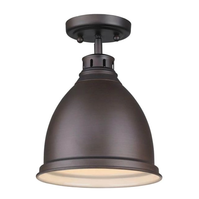 Golden Lighting Duncan 9 Inch Flush Mount In Rubbed Bronze with Rubbed Bronze Shade 3602-FM RBZ-RBZ